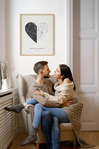 Miniatura 5 de HAUS AND HUES Póster personalizado con forma de corazón – Regalo personalizado para él y ella – Póster único para parejas – Regalo para bodas
