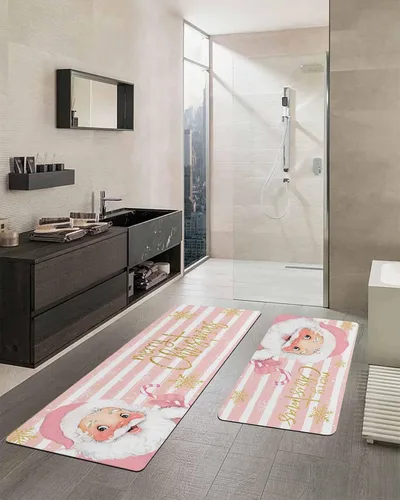 Miniatura 2 de Tapete de baño de Feliz Navidad, tapete antideslizante de secado rápido y absorbente, tierra de diatomeas, fregadero de ducha para dormitorio