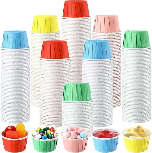 Miniatura 9 de Nuogo 500 vasos desechables de 1.5 onzas para soufflé, mini vasos de papel para muestra de condimentos pequeños para salsa de tomate, sacramento