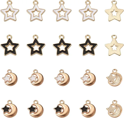 Miniatura 13 de Cheriswelry Colgantes de corazón de diamantes de imitación de oro claro, colgante de aleación colgante de cristal brillante, abalorios de flores 3