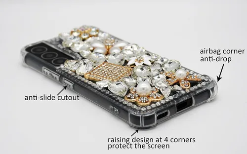 Miniatura 2 de Funda de lujo para Samsung Galaxy S22 Plus con purpurina brillante a prueba de golpes, esquinas bonitas, diseño de diamantes de imitación de cristal