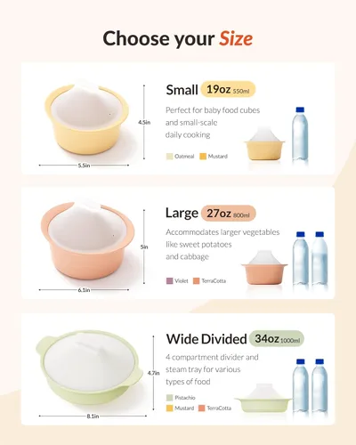 Miniatura 2 de Moyuum Vaporizador de silicona para microondas, fabricado en Corea, cuenco para preparar alimentos para bebés con tapa, olla de vapor para huevos