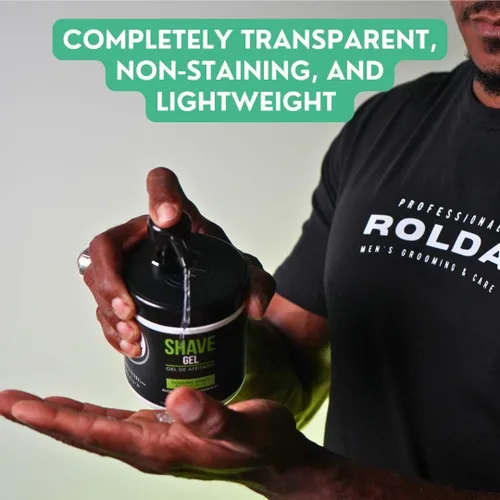 Miniatura 5 de Rolda Gel de afeitado refrescante para pieles sensibles, gel de afeitado transparente sin espuma para hombres con aloe vera, provitamina B5
