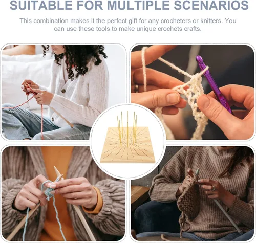 Miniatura 4 de VICASKY 1 juego de tablas tejidas para mantener la forma, tablero de bloqueo de madera, tapetes de bloqueo de ganchillo, suministros de tejer, Como