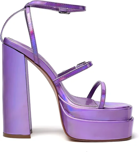 Miniatura 6 de vivianly Sandalias de plataforma para mujer con correa al tobillo, puntera abierta, tacones altos y gruesos
