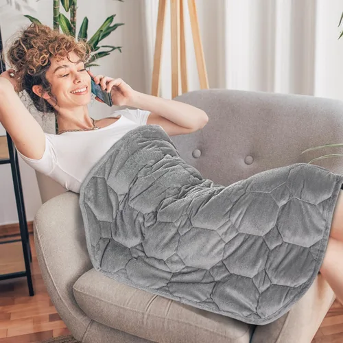 Miniatura 8 de Topblan Manta con peso de 7 libras para adultos, manta con peso pequeña para siestas, relajación, relajación y viajes, agradable al tacto y lavable