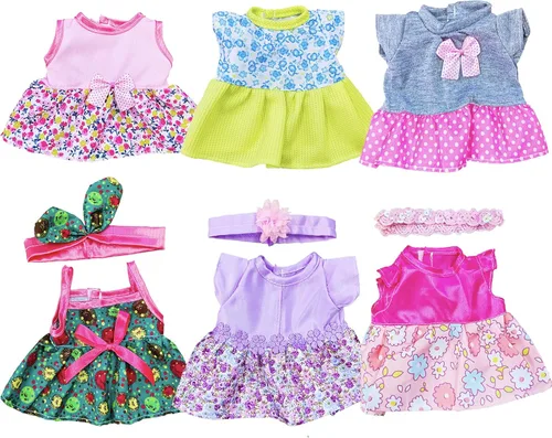 Ropa de muñeca de bebé, 6 juegos de ropa de muñeca vestido para muñeca de 10 a 12 pulgadas, accesorios de ropa de muñeca para muñeca bebé niña Morado