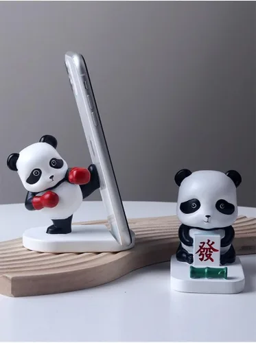 Miniatura 4 de Cute Panda Phone Stand for Desk Resin Bear Figurines Phone Holder White and Black Statue Kawaii Desk Accessories