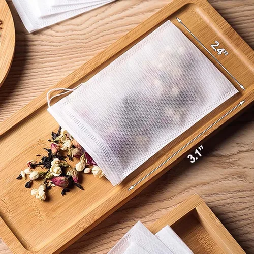 Miniatura 5 de BlingKingdom 100 bolsas de té vacías de filtro de té molido, bolsas de café molido, bolsa de filtro de café de material seguro y natural, infusor