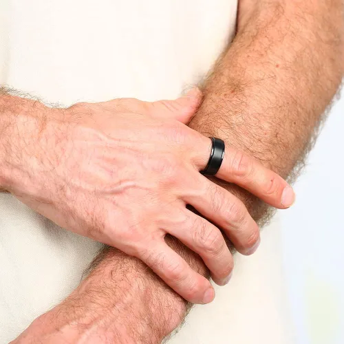 Miniatura 3 de Anillo giratorio de titanio de tungsteno de 0.2360.315 pulgadas para hombre, tamaño medio, sin níquel, anillo de ansiedad para hombres y mujeres