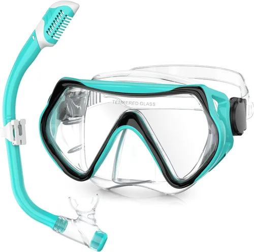 Miniatura 11 de Kids Snorkel Set Dry Top Snorkeling Gear for Kids Youth Boys Girls Junior Age 5-15,Tempered Glass Swimming Diving Mask and Snorkel Set 180 Degree