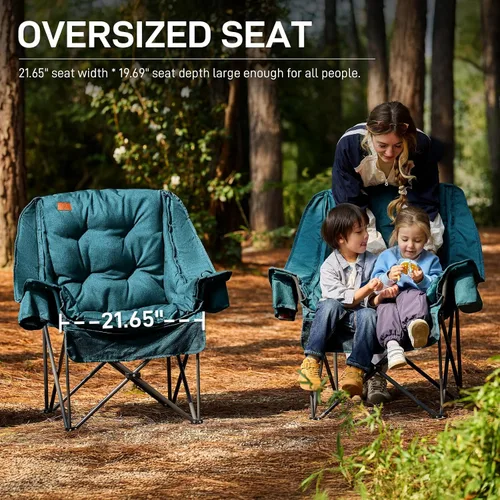 Miniatura 6 de EVER ADVANCED Silla de campamento XL con cojín desmontable, silla de malla para adultos, plegable, de gran tamaño, con bolsillo de malla enfriadora