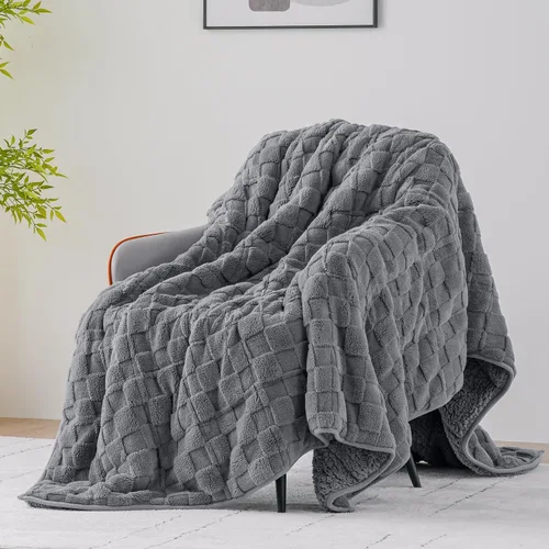 Miniatura 22 de Uttermara - Manta con peso de vellón sherpa de 15 libras para adultos, vellón ultrasuave y sherpa unicolor, manta de felpa acogedora de doble cara