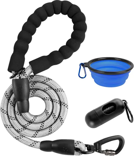 Miniatura 10 de BARKBAY Correas de perro para perros grandes, correa resistente de 4/5/6 pies con cómodo mango acolchado e hilos altamente reflectantes para perros