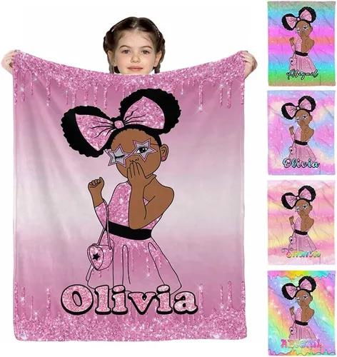 Miniatura 9 de D-Story Mantas personalizadas, mantas personalizadas con nombre, manta americana, manta africana para niña, mantas personalizadas para niños