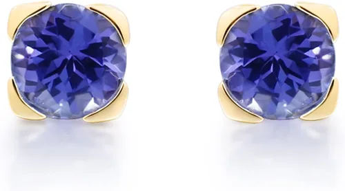Gin & Grace Aretes de tanzanita genuina de oro amarillo de 10 quilates para mujer Joyería de tanzanita con forma ética, auténtica y orgánica (corte