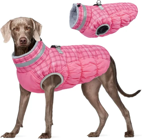 Miniatura 57 de FUAMEY - Chaqueta de invierno para perro, chaleco acolchado con arnés, ropa cálida para mascotas, abrigo con cremallera, impermeable, para perros