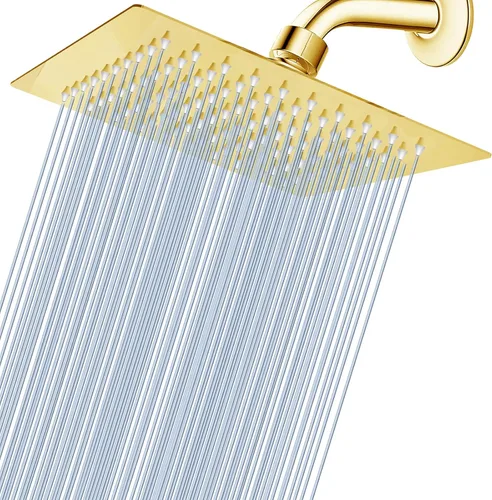 Miniatura 9 de Voolan - Regadera tipo lluvia de metal, cuadrada, de alto flujo, cobertura de cuerpo completo en cascada, montaje universal para techo o pared