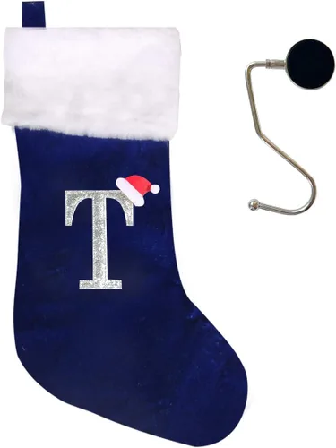 Miniatura 38 de Medias de Navidad de 20 pulgadas con monograma, letras, medias súper suaves grandes de Navidad, medias de monograma rojo para Navidad, regalo