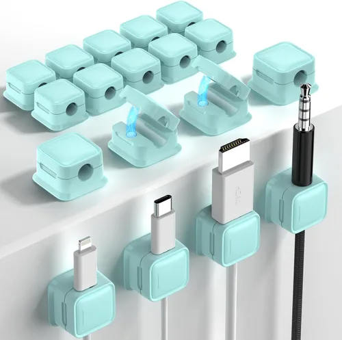 Miniatura 29 de Paquete de 8 Organizadores de Cables con Soporte, Costop Fuerte Adhesivo Magnético para Gestión de Cables de Escritorio, Fácil de Abrir, Organiza