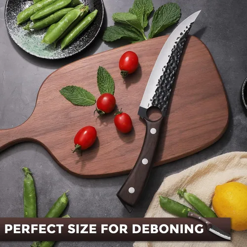 Miniatura 6 de Cuchillo de 7 pulgadas Purple Dragon para deshuesar y filetear, cuchillo de chef forjado a mano, cuchillo de carne y vegetales de tang completo