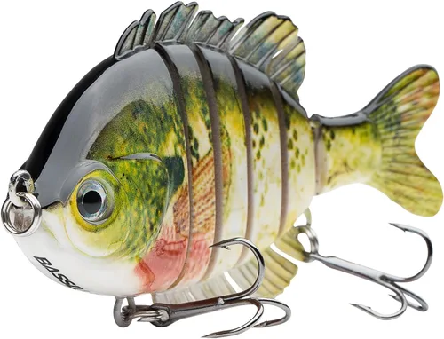 BASSDASH SwimPanfish - Señuelo de pesca con múltiples articulaciones, Bluegill Swimbaits Hard Topwater Bass Señuelos de pesca con manivela de agua