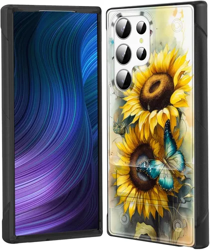 Miniatura 52 de Funda para Galaxy S24 Plus con soporte, doble capa híbrida de policarbonato duro y silicona suave, resistente a prueba de golpes, funda protectora