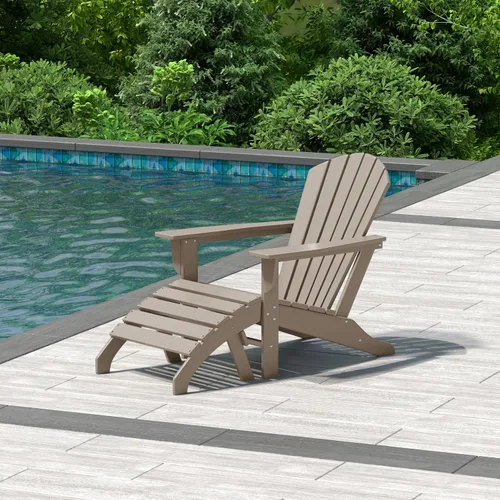 Miniatura 29 de WestinTrends Dylan - Silla Adirondack para exteriores con otomana, juego de 2 piezas, color negro