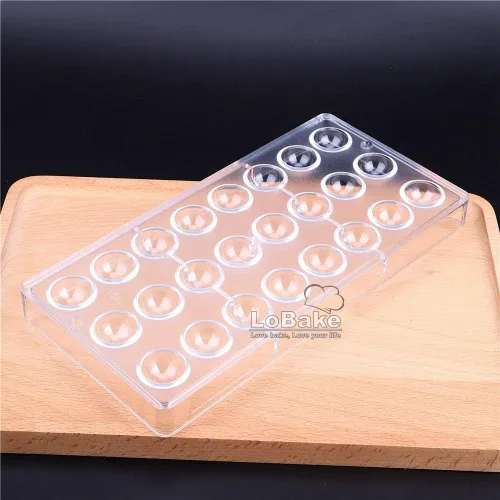 Miniatura 3 de 24 cavidades 0.9 in de diámetro forma de media bola policarbonato PC chocolate molde estrellado heven dulces haciendo moldes DIY suministros