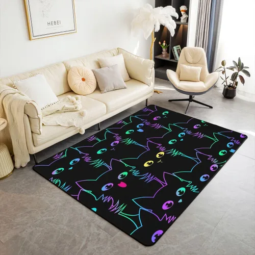 Miniatura 23 de Erosebridal Alfombra de área con tema Groovy de los 70 para sala de estar y dormitorio, alfombra retro con símbolo de paz antideslizante, alfombra