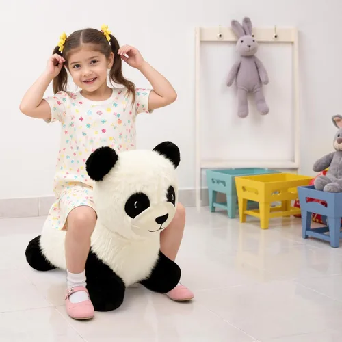 Miniatura 6 de INPANY Caballo Saltarín, Juguetes Panda Brincolín, Animal de Peluche Saltarín para Niños Pequeños, Juguetes de Goma Inflables para Montar, Regalo