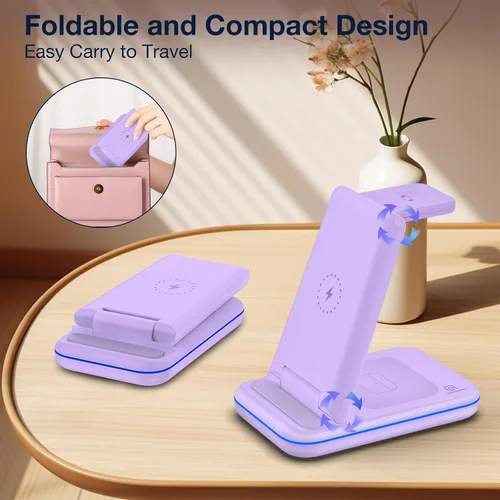 Miniatura 6 de Cargador múltiple para Samsung, cargador plegable SOLO para Galaxy Watch Ultra/7/6/5/4/3/Active 2, estación de carga rápida de viaje 3 en 1/Dock