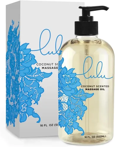 Lulu - Aceite de masaje de coco con coco fraccionado y manteca de cacao, aceite corporal hidratante no graso para una piel suave y relajación,