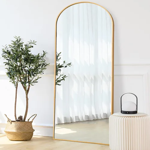 NeuType Espejo arqueado de longitud completa de 71 x 24 pulgadas, espejo dorado de pared de cuerpo entero, espejo de piso, espejo de baño, espejo