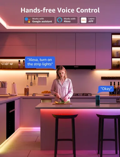 Miniatura 5 de Lepro Tira de luces LED inteligentes S2 AI – Tiras de luz RGBCW de 16.4 pies con 2700K-5700K blanco cálido sintonizable, segmento de color DIY