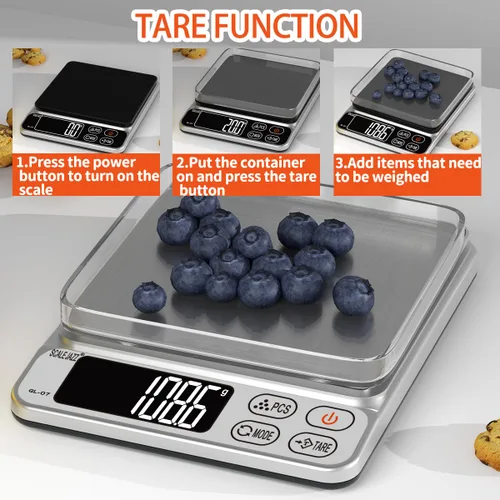 Miniatura 5 de Mini báscula, escala de 6.6 libras para gramos, báscula digital de alimentos, báscula de cocina y básculas de alimentos para cocina, báscula