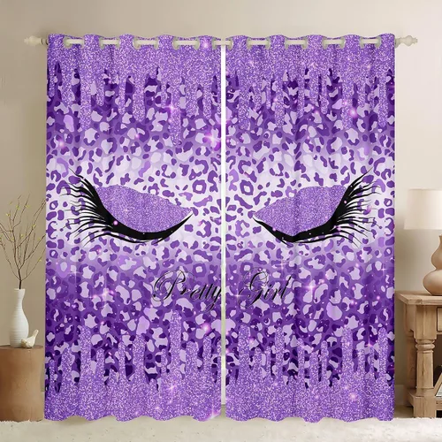 Miniatura 9 de Cortinas de pestañas femeninas con estampado de animales, cortinas y cortinas de lujo estilo princesa, 76 pulgadas de ancho x 45 pulgadas de largo