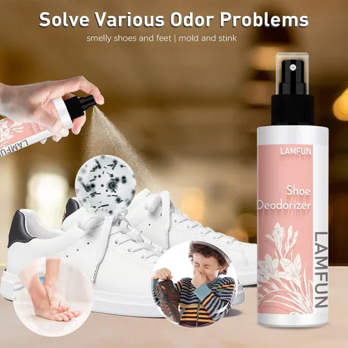 Miniatura 2 de Eliminador de olores de zapatos, desodorante en aerosol para pies de fresia y limón, desodorante natural para zapatos, pies, tenis, botas