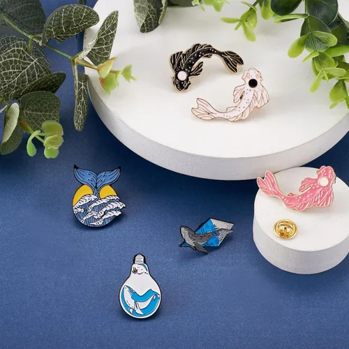 Miniatura 165 de Pandahall - Broches esmaltados de aleación con varios temas, broche de solapa, juego de pines esmaltados