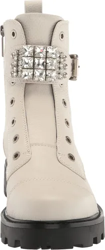 Miniatura 2 de KARL LAGERFELD PARIS Botas de combate Maeva Lug-Sole para mujer con una moda detallada de cristal, color blanco suave, 9, Blanco suave