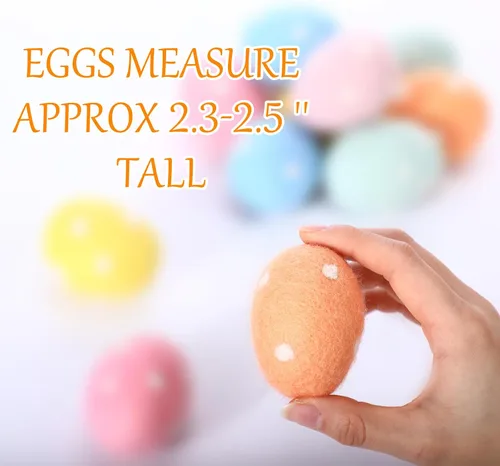 Miniatura 2 de VitalCozy 12 huevos de Pascua coloridos de fieltro con lunares pastel, huevos de fieltro sorpresa, adornos colgantes para cestas de Pascua