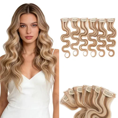 Miniatura 22 de Benehair 6 extensiones de cabello corto con clip, 100% cabello humano real, sin costuras e invisibles, para mujeres, con volumen instantáneo