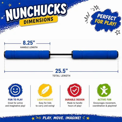Miniatura 3 de ArtCreativity Nunchucks de juguete de espuma para niños en varios colores (juego de 3) juguetes de entrenamiento con asas suaves, el mejor regalo
