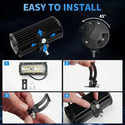 Miniatura 4 de 4WDKING Barra de luz LED ámbar de 7 pulgadas, 2 unidades de luz antiniebla para todo terreno con haz combinado de inundación puntual, luces