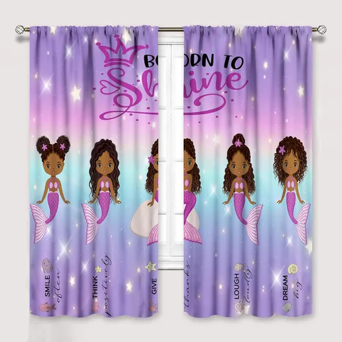Miniatura 9 de YCness Cortinas afroamericanas para niños, tratamientos de ventana de niña negra afro para dormitorio, lindas cortinas de bailarina bailarina rosa