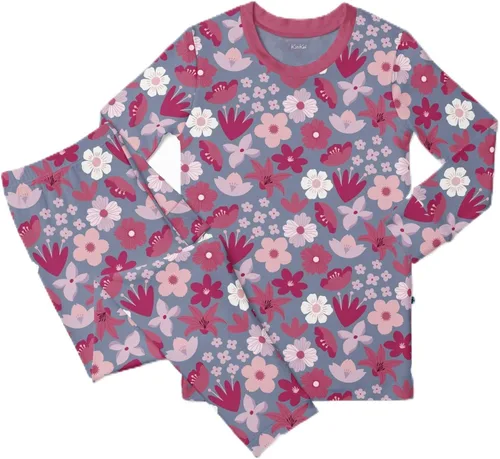 Miniatura 54 de KicKee Pants Conjunto de pijama de manga larga con estampado de piezas