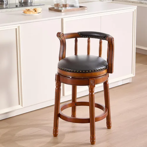 Miniatura 2 de CozyRain Taburetes de bar modernos taburetes giratorios, encimera de cocina tapizado de piel auténtica con reposapiés para el hogar, cocina, comedor
