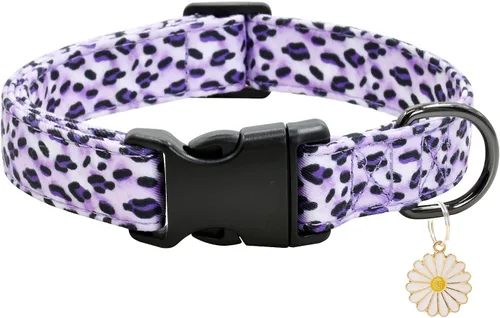Lindo collar de algodón para perro, patrones de flores, collares suaves y ajustables para cachorros, para hembras, perros pequeños, medianos y
