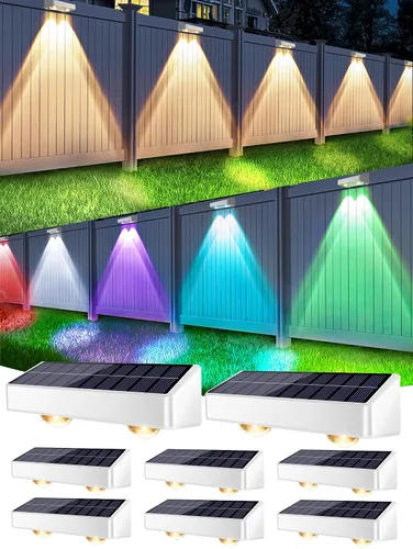 Miniatura 13 de Brizled Luces solares para valla al aire libre, paquete de 8 luces patrióticas para valla al aire libre, 9 colores y 11 modos RGBCW que cambian