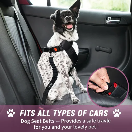 Miniatura 2 de COOYOO Cinturón de seguridad para perro, juego de 3 piezas retráctil, cinturones de seguridad ajustables para vehículo, nailon para mascotas, Set